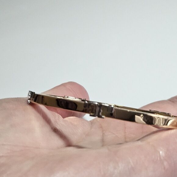 *Sale* Tory Burch Gold Tone Hinges Bracelet With Silver Tone Accents - Picture 2 of 12